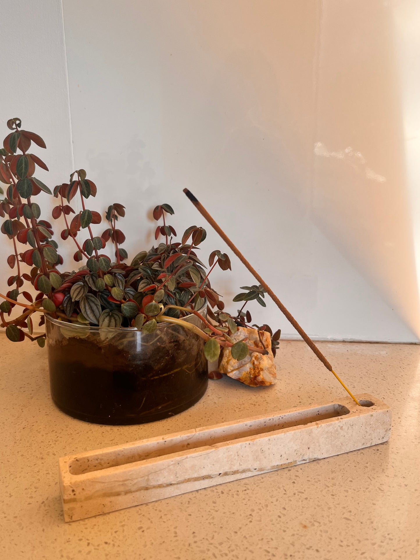 Natural Travertine Incense Holder | Minimalist Stone Burner